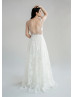 V Neck Ivory Lace Open Illusion Back Dazzling Wedding Dress V Neck Ivory Lace Open Illusion Back Dazzling Wedding Dress